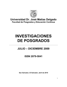 investigaciones de posgrados - Universidad Dr. José Matías Delgado
