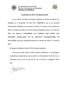 Certificación 09-09 - Universidad de Puerto Rico Mayagüez