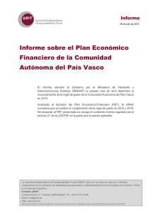 Informe sobre el Plan Económico Financiero de la Comunidad