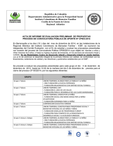 Acta de Evaluación Preliminar - Instituto Colombiano de Bienestar