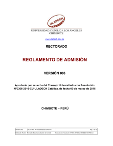 reglamento de admisión - Universidad Católica los Ángeles de