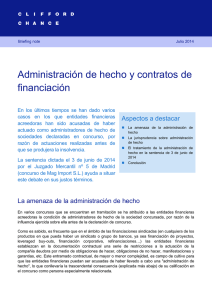 Administración de hecho y contratos de financiación