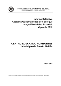 CENTRO EDUCATIVO HORIZONTES Municipio de Puerto Gaitán