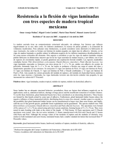 Resistencia a la flexión de vigas laminadas con tres especies de