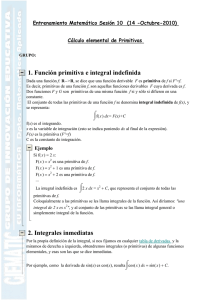 1. Función primitiva e integral indefinida 2. Integrales