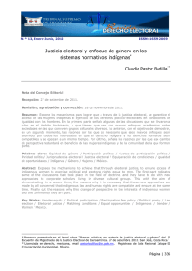 Justicia electoral y enfoque de género en los sistemas normativos