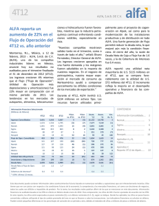 ALFA reporta un aumento de 22% en el Flujo de Operación del