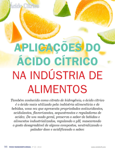 artigo especial: aplicações do ácido cítrico na indústria de alimentos