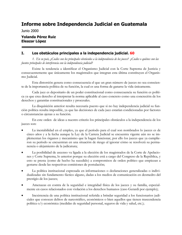 Informe Sobre Independencia Judicial En Guatemala