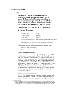 Extracto de A/59/38 Anexo VIII Decisión del Comité para la
