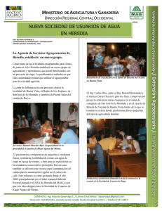 Junio 2012. Nueva sociedad de usuarios de agua en Heredia