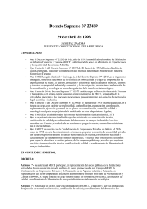 Decreto Supremo Nº 23489 - Instituto Nacional de Estadística de