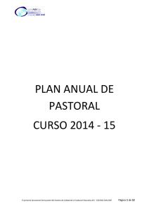 plan anual de pastoral curso 2014 - 15