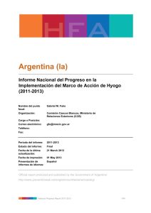 Argentina:Informe Nacional del Progreso en la Implementación del