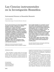 Las Ciencias instrumentales en la Investigación Biomédica