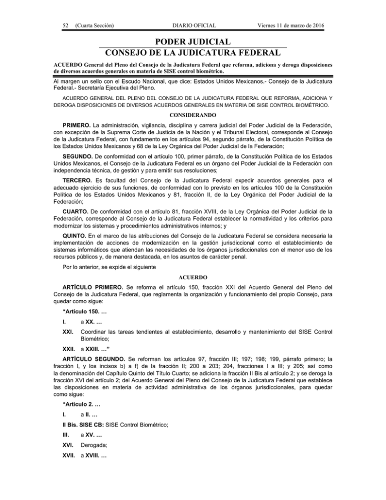 PODER JUDICIAL CONSEJO DE LA JUDICATURA FEDERAL