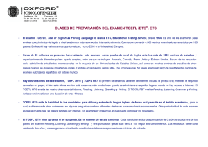 CLASES DE PREPARACIÓN DEL EXAMEN TOEFL iBT® . ETS