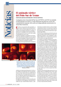 El anómalo vórtice del Polo Sur de Venus - Tiempo y Clima