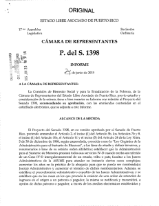 P. del S. 1398 - Cámara de Representantes