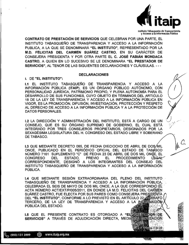 CONTRATO DE PRESTACIÓN DE SERVICIOS QUE CELEBRAN