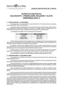 normativa específica baloncesto - prebenjamín, benjamín y alevín