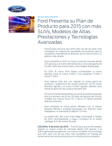 Ford Presenta su Plan de Producto para 2015 con más SUVs