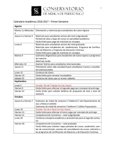 Calendario Académico 2016‐2017 – Primer Semestre