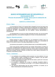 BANCO INTERAMERICANO DE DESARROLLO Convocatoria 2013