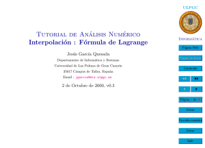 Tutorial de Análisis Numérico Interpolación : Fórmula de Lagrange