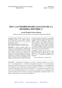 2012: Las posibilidades legales de la memoria histórica