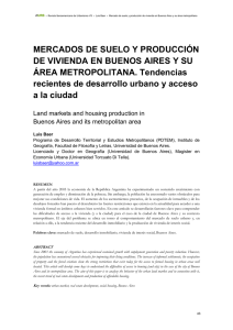 MERCADOS DE SUELO Y PRODUCCIÓN DE VIVIENDA EN