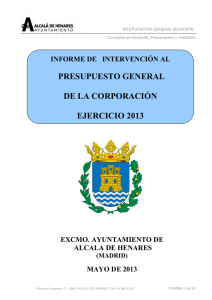 Informe Intervención al Presupuesto General definitivo 2013
