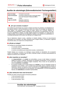 Ficha informativa Auxiliar de odontología (Zahnmedizinische/r