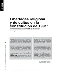 Libertades religiosa y de cultos en la constitución de 1991: