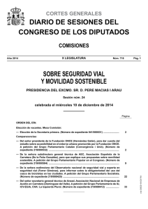 Diario de Sesiones del Congreso. Comisión sobre Seguridad Vial y