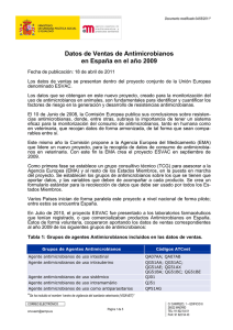 Datos de Ventas de Antimicrobianos en Espaa en el ao 2009