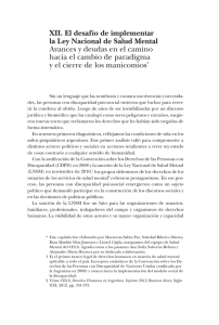 XII. El de safío de implementar la Ley Nacional de Salud