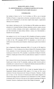 Resolución ADM-Nº 276-2015 - Autoridad Marítima de Panamá
