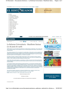 La Reforma Universitaria - Manifiesto liminar (21 de junio de 1918)