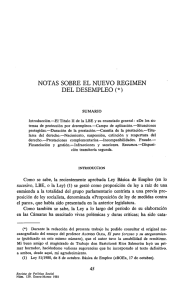 Notas sobre el nuevo régimen del desempleo