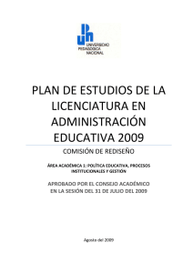 Plan de Estudios de la Licenciatura en Administración Educativa