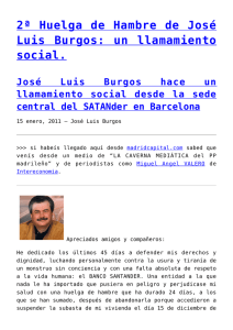 2ª Huelga de Hambre de José Luis Burgos: un llamamiento social.