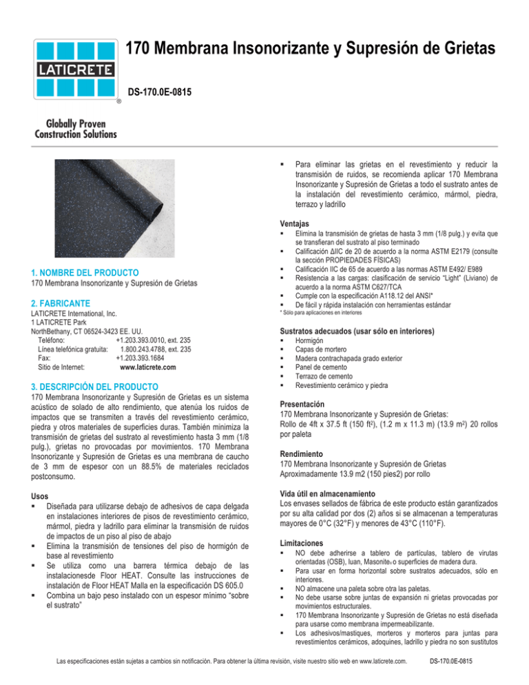 170 Membrana Insonorizante Y Supresi n De Grietas