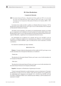 Resolución de 26 de octubre de 2015 de corrección de errores de la