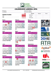 calendario laboral 2016 - Plataforma Empresarial de la Comarca de