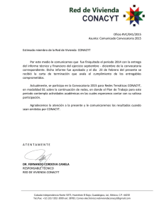 Oficio RVC/041/2015 Asunto: Comunicado Convocatoria 2015