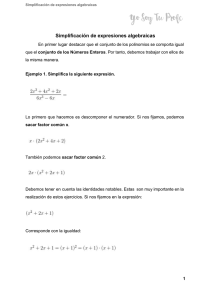 Simplificación de expresiones algebraicas
