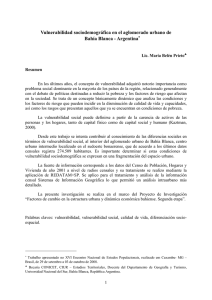 Vulnerabilidad sociodemográfica en el aglomerado urbano