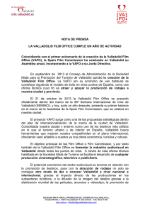 Nota de prensa Valladolid Film Office