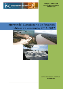 Informe del Cuestionario de Recursos Hídricos en Venezuela, 2011